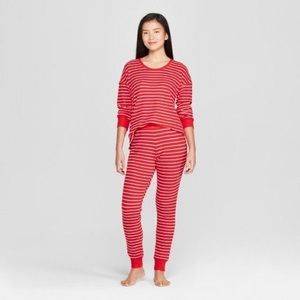 Red and White Stripped Thermal Pajama Set size XS